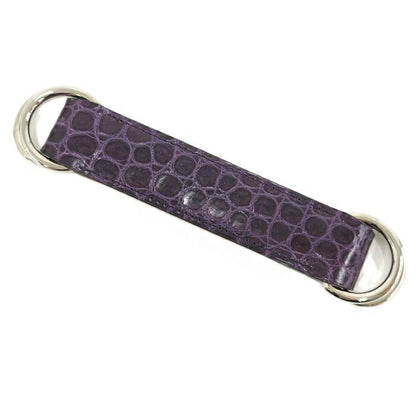 Hermes Scarf Belt Croc Leather Purple □L Engraved