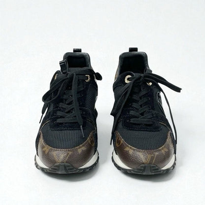 Louis Vuitton Run Away Line Monogram Sneakers Shoes Leather Fabric Suede Black