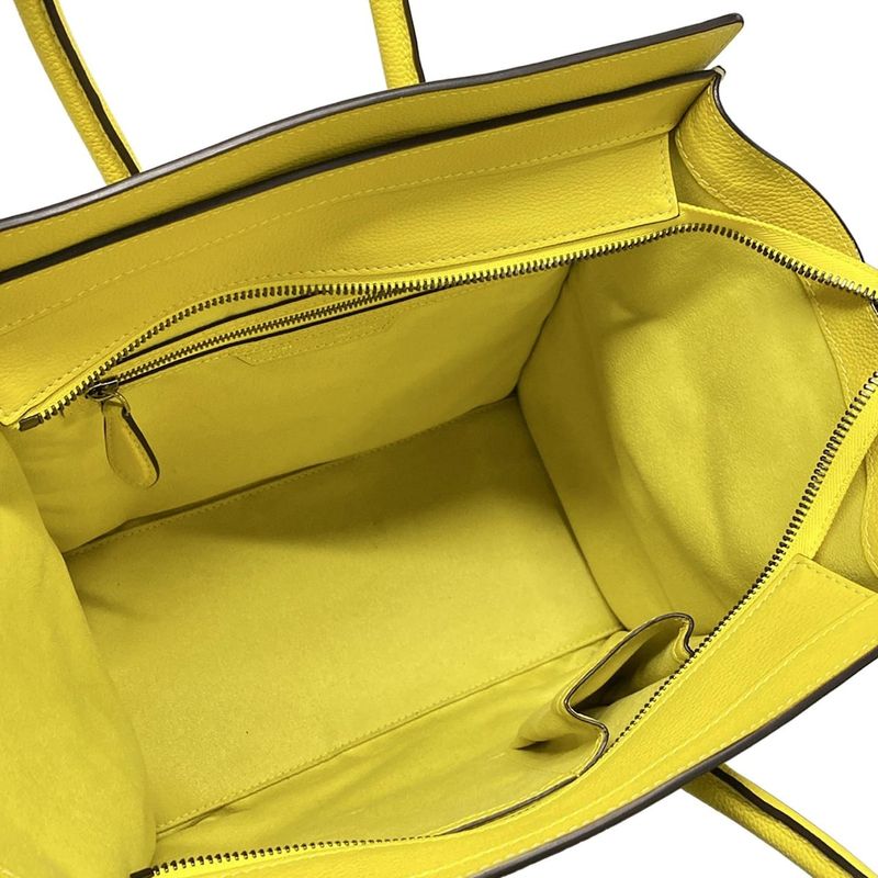 Celine Handbag Luggage Mini Shopper Yellow Leather