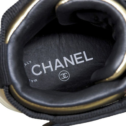 Boxed Ultra Chanel 2020 G35062 Coco Mark Gold Leather High Cut Sneakers Shoes
