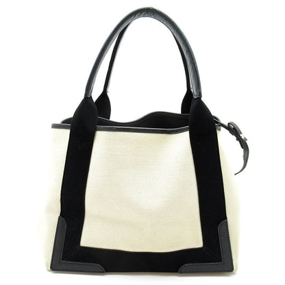 Balenciaga Navy Cabas Su S 339933 Canvas Leather Women's Tote Bag Natural Black