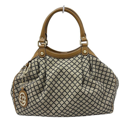 Gucci Tote Bag Sookiediamante 211944 Beige And Black And Brown Leather