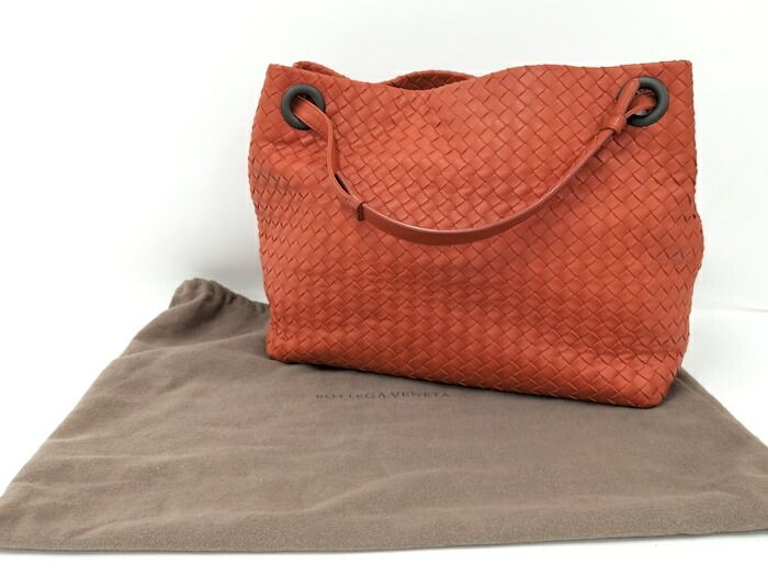 Bottega Veneta Large Garda Bag Tote Intrecciato Leather Orange