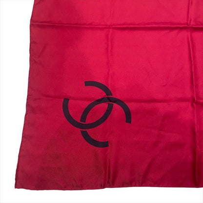 Chanel CC Logo Scarf Large Silk 100% Red