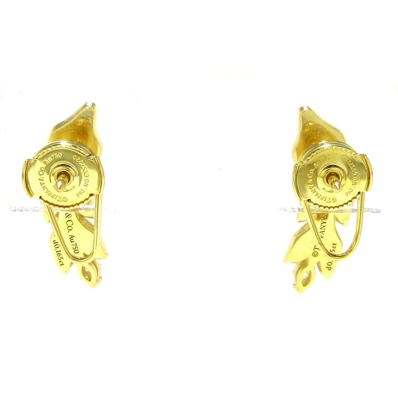 Tiffany & Co Earrings Victoria Vine Climber 18K Yellow Gold With Diamonds 033