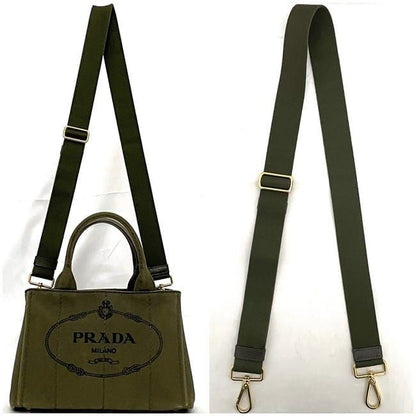 Prada 2 Way Bag Canapa Tote F22949 Khaki