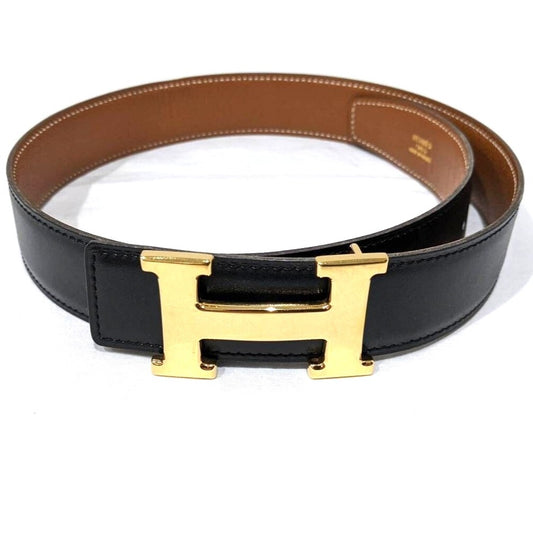 Hermes Constance H Logo Reversible Belt 32mm Black Brown Leather Gold