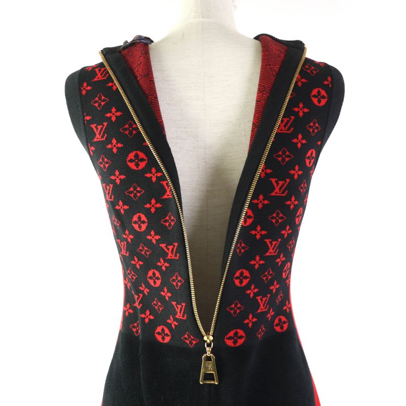 Louis Vuitton 20AW Jacquard Sleeveless Mini Dress In Monogram Dress Black Red