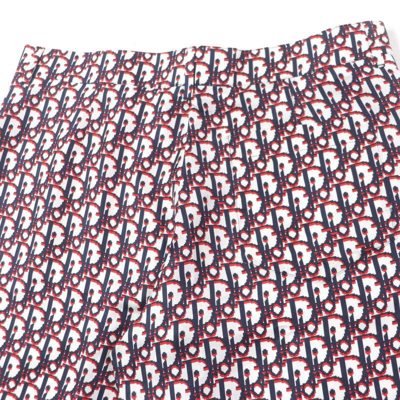  DIOR Homme 20SS 013c121a4751 Silk Obscure Pixel Bermuda Shorts White Navy Red