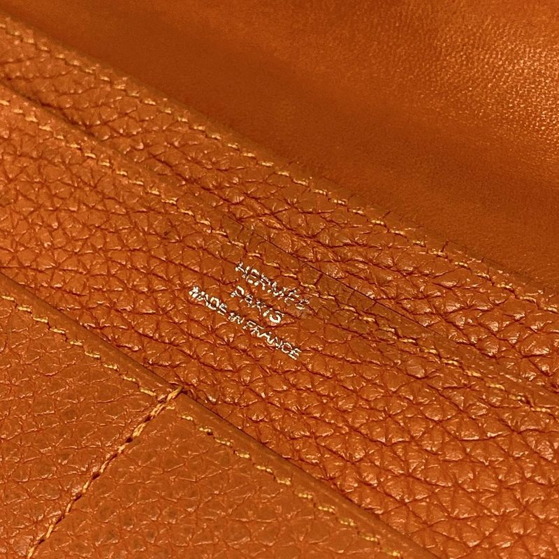 Hermes Dogon GM Orange Silver Hardware Leather Long Wallet