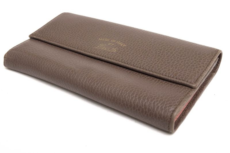 Gucci Long Wallet Women Leather Genuine Gray 354496 Swing with Coin Purse