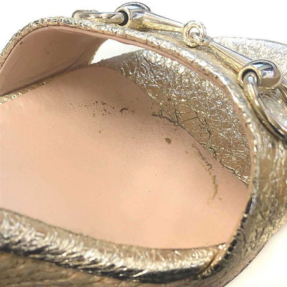 Gucci Wedge Sole Horsebit Sandals 414965 Gold 36 1 2