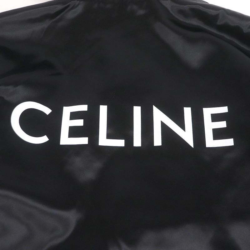 Celine 22AW 2w749048s Back Logo Print Hooded Bomber Jacket Blouson Black 50