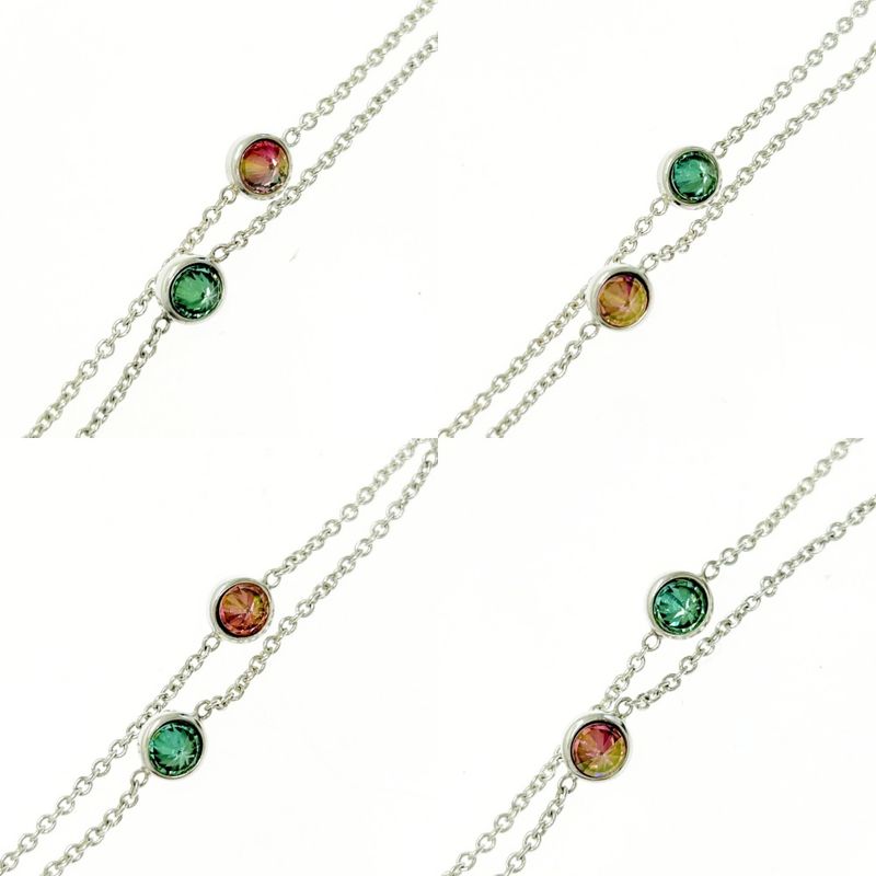 Gucci Silver Colored Stone Blinds for Love Necklace 10.5g 925 Engraved 469718