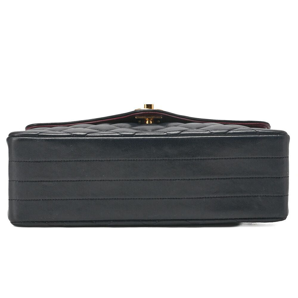 Chanel Mini Matelasse Turnlock Design Flap Chain Shoulder Bag Lamb Skin Navy