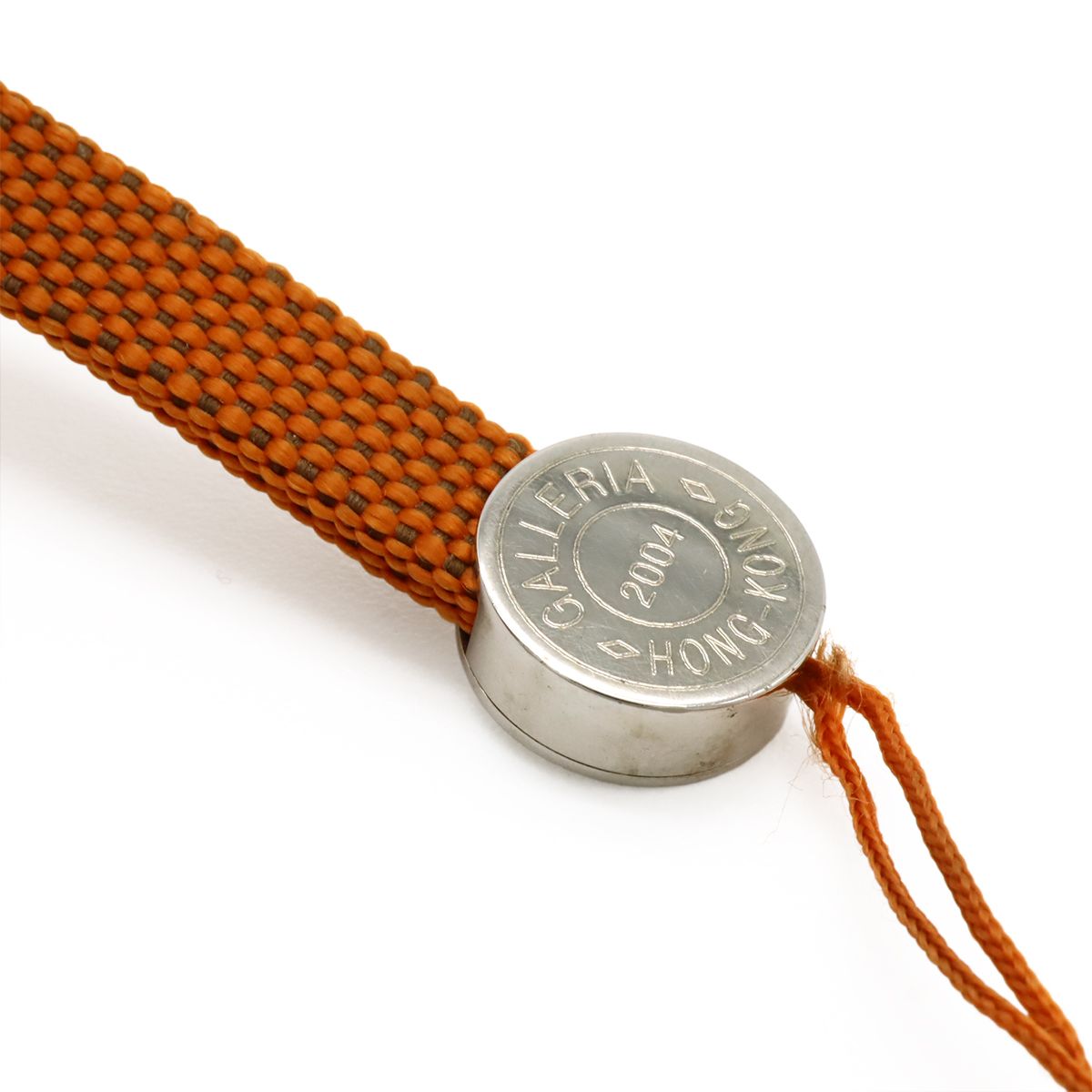 Hermes Serie Strap Cell Phone Charm Nylon Canvas Orange Silver Hardware