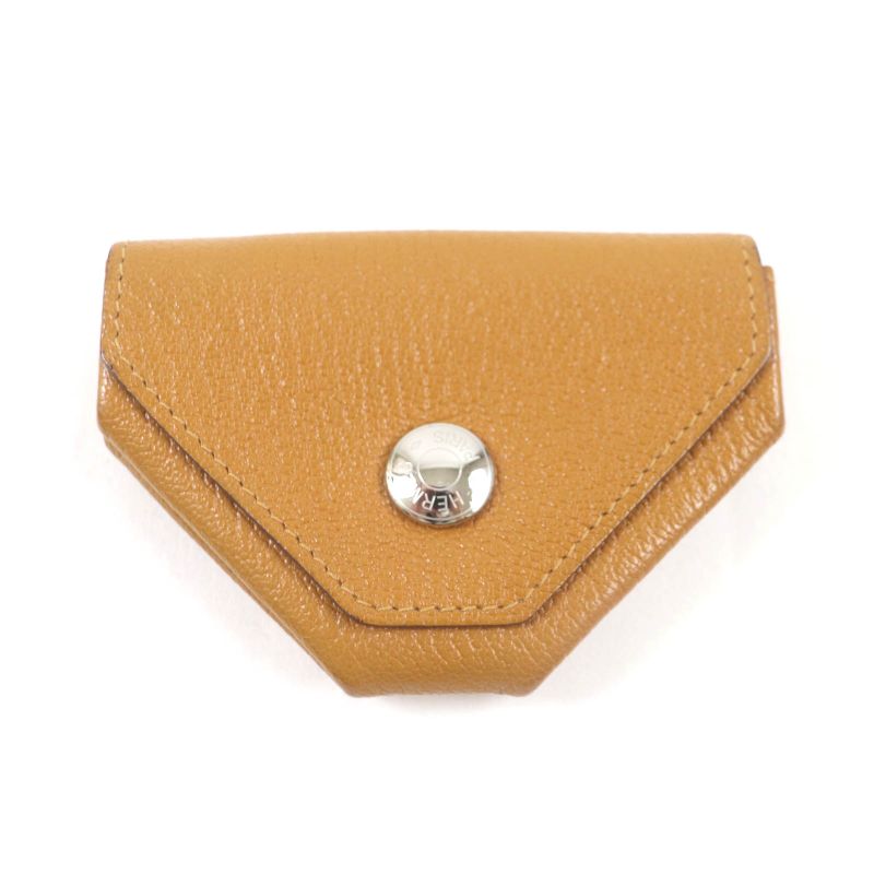 Hermes Le Van Cattle Verso Bicolor Chevre Mizor Coin Case Brown Pink