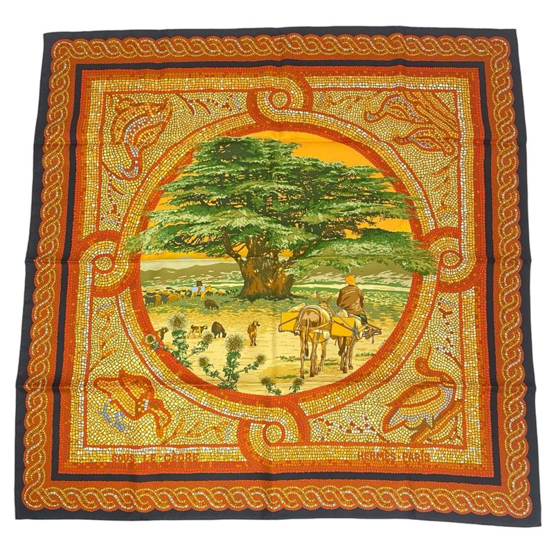Hermes Carre 90 Under The Himalayan Cedars SOUS LE Cedre Silk Scarf Multicolor
