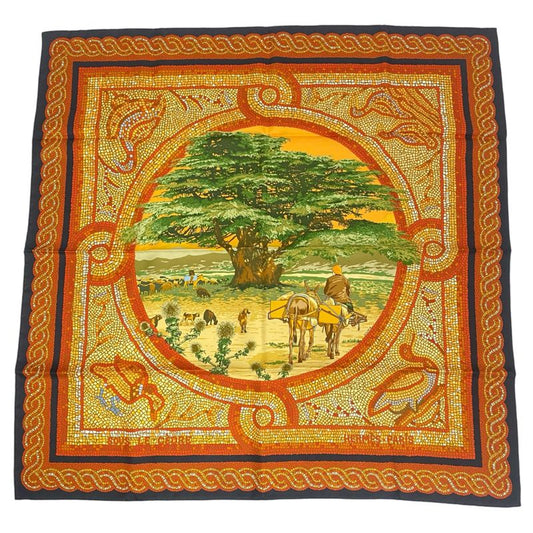 Hermes Carre 90 Under The Himalayan Cedars SOUS LE Cedre Silk Scarf Multicolor