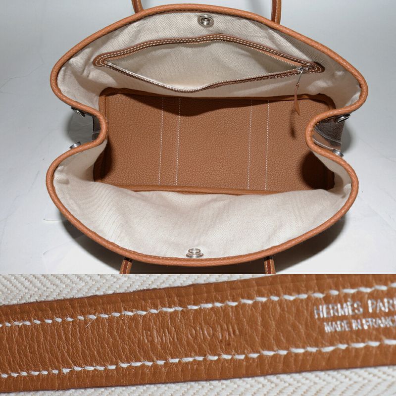 Hermes Tote Handbag Garden Party 30 TPM Negonda Gold Silver Hardware