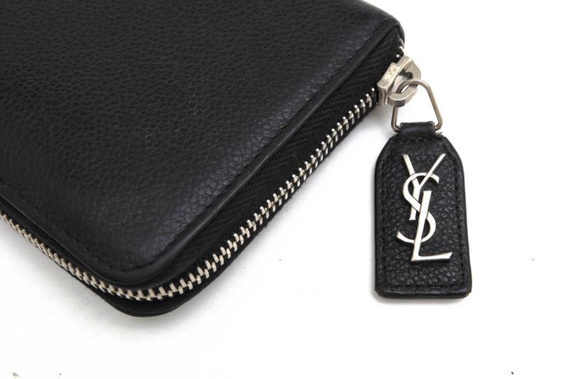 Saint Laurent/Yves Saint Laurent Long Wallet Ladies Women Leather Genuine Black