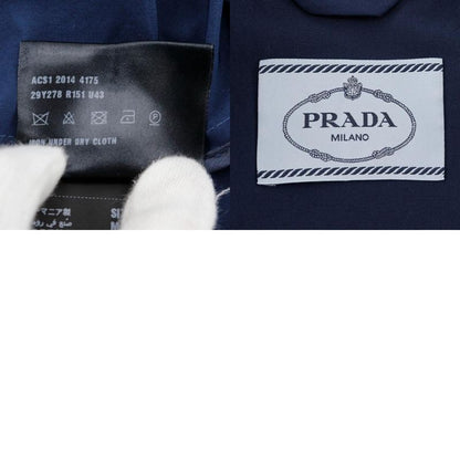 Prada 29y278 Cotton And Polyester Navy Blue Women's Trench Coat