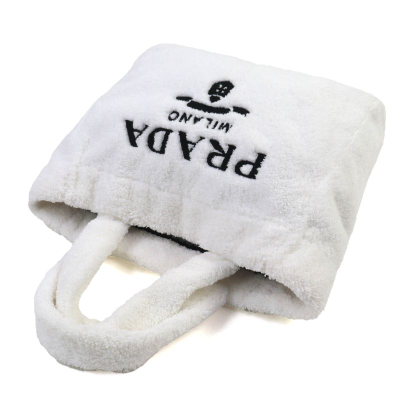 Prada 1bg130 Spugna Polyester Cowhide Triangle Logo Soft Terry Leta Ring Logo