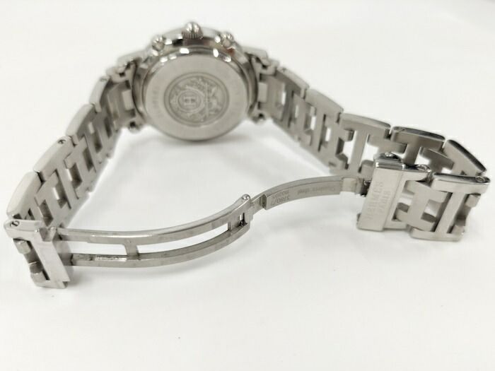 Hermes Clipper Ladies Watch Chronograph SS Quartz Black Dial Cl1310