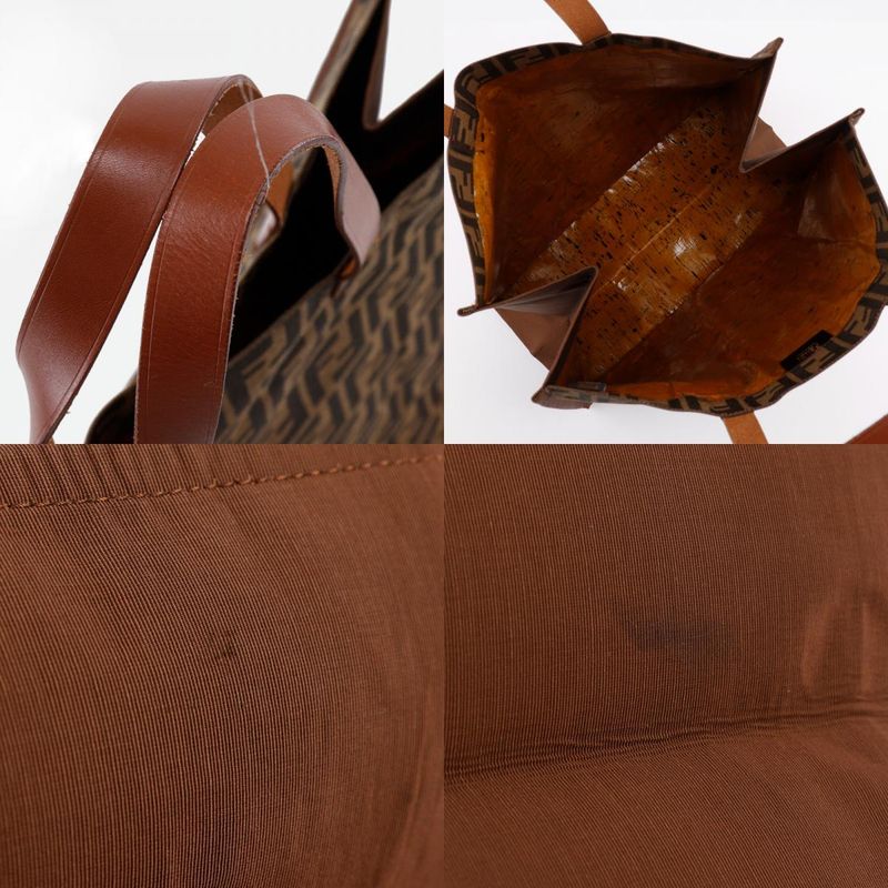 Fendi Zucca Tote Bag 8bh235-gkf Nylon Canvas Brown Unisex Handbag