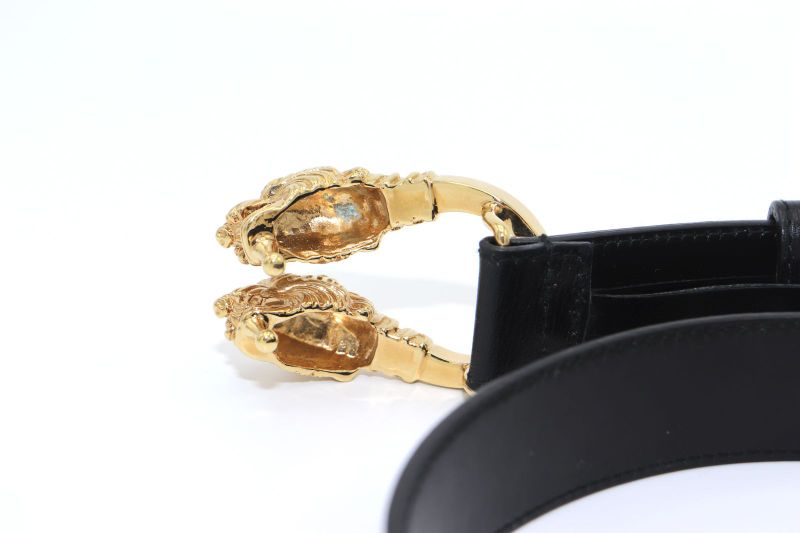 Gucci Double Taiga - Head Buckle Leather Belt 70 28 037 1766 1424 Black Made In