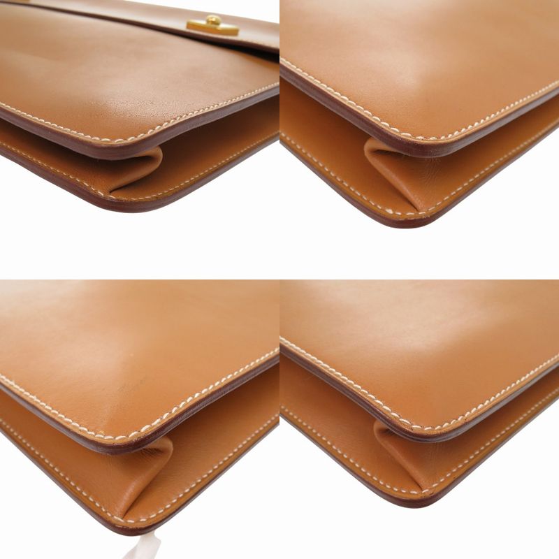 Hermes Danube 38 Chamonix Natural Briefcase 0V Piano Vintage Business Bag