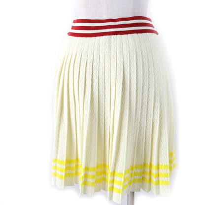 Gucci×adidas 702874 Three Line Cotton Knit Pleated Skirt Ivory L Made In Italy