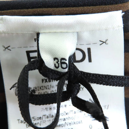 Fendi 2022 Fxbh60 Lined Zucca Pattern FF Logo Hardware Swimwear Bikini Top And