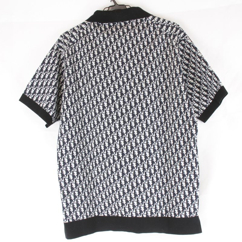 Christian Dior Oblique Size M Polo Shirt Cotton Men's Knit Navy Hi-brand