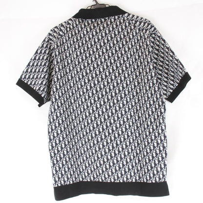 Christian Dior Oblique Size M Polo Shirt Cotton Men's Knit Navy Hi-brand