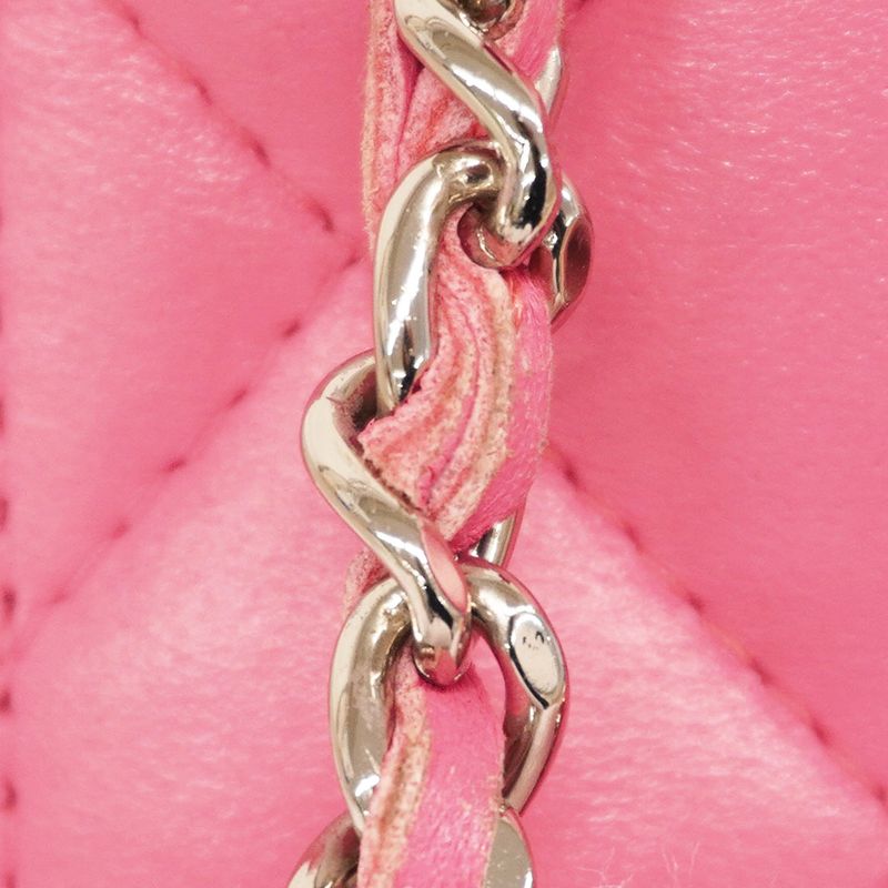 Chanel Shoulder Bag Matelasse Lambskin Pink Silver Hardware Women