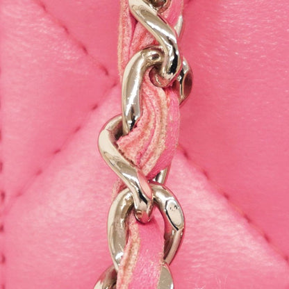Chanel Shoulder Bag Matelasse Lambskin Pink Silver Hardware Women