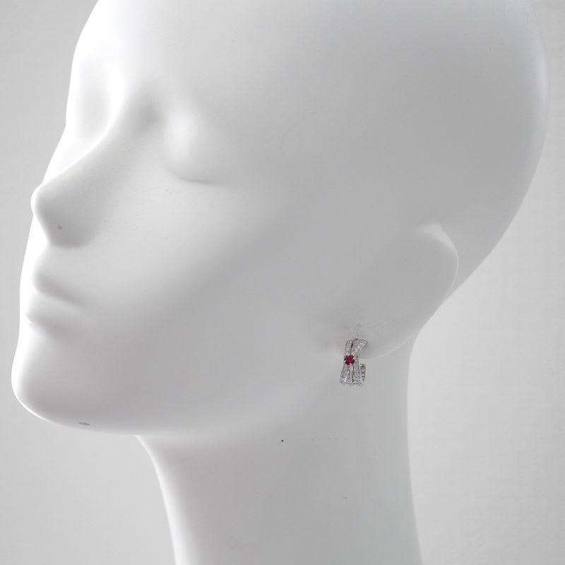 Harry Winston Geometric Ruby Diamond Earrings Earring Pt950 E1459