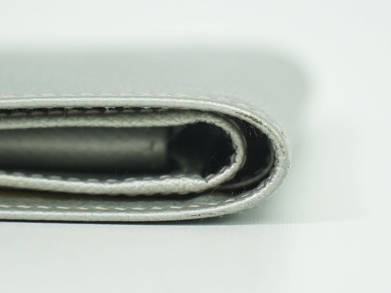 Authentic Chanel Coco Mark Coco Button Fold Wallet Compact Wallet Leather