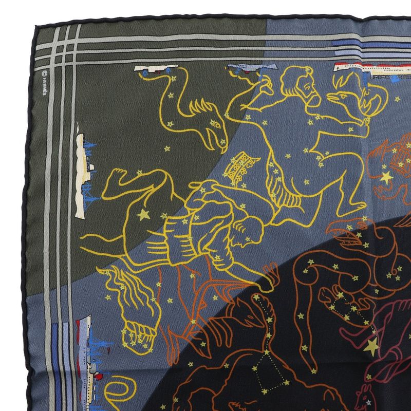 Hermes Carré 45 Petit Carré Constellation Ship Orion Rare Design Silk Women's