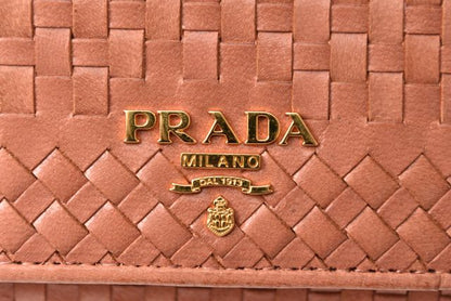 Prada Long Wallet Shoulder Wallet Prada Wallet 1m1437 Madras ROSE