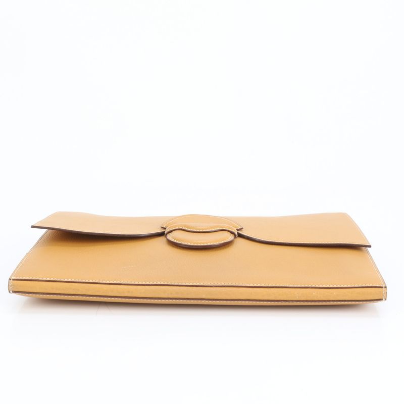 Hermes Phaco Marked O Leather Second Bag Clutch Pouch Commuter Business Beige