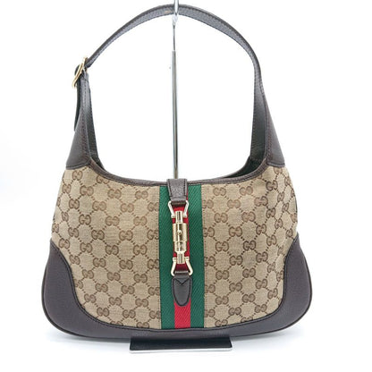 Gucci Hobo New Jackie Sherry Line GG Canvas Handbag Leather Beige Brown