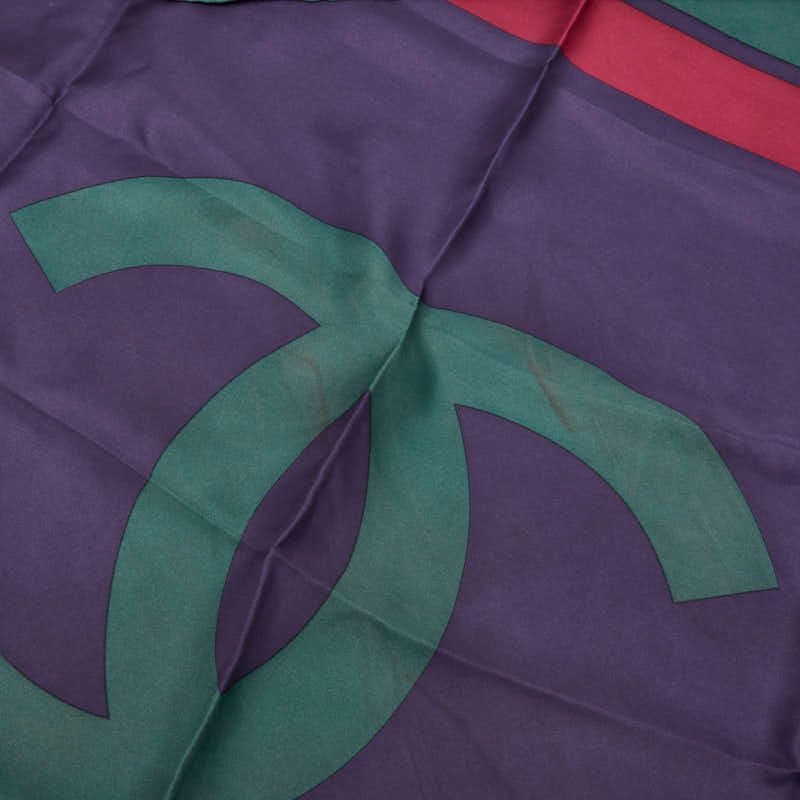 Chanel Coco Mark Green Purple Silk Women's Chanel