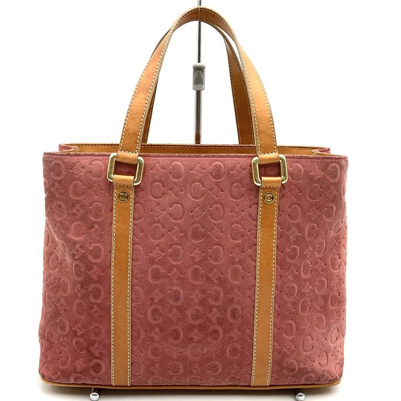 Celine Handbag Tote Bag C Macadam Suede Leather Pink Women's
