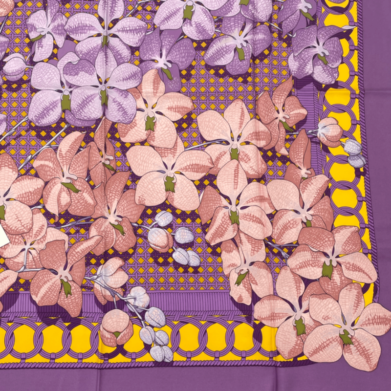 Hermes Scarf Carre 90 Floral Pattern Orchid Phalaenopsis Orchid Purple Touvenirs