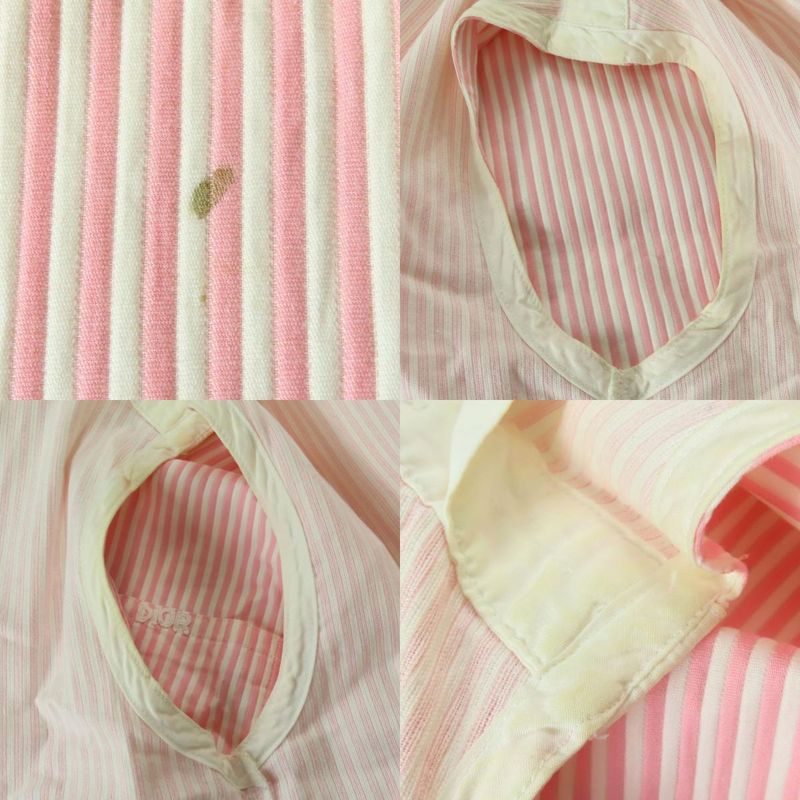 Christian Dior Dress L Cotton Pink White Stripe Apparel Women Christian Dior