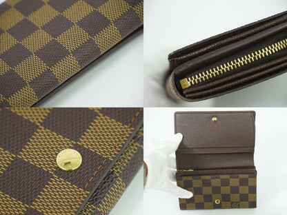 Authentic Louis Vuitton LV Porte Monet Bier Trésor Damier Ebène Fold Wallet