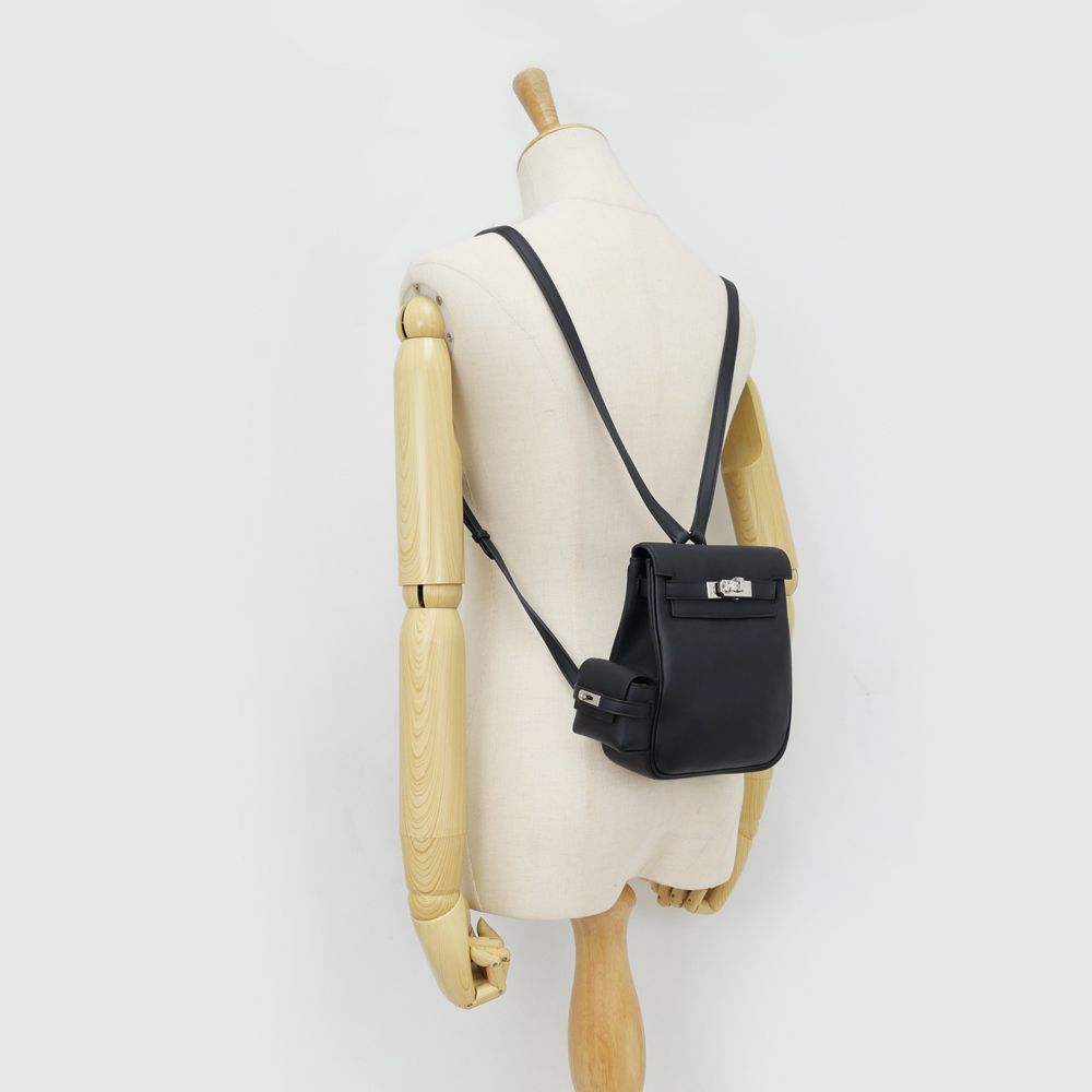Hermes Hermes Kelly Jump Mini Black Silver Hardware Swift Backpack