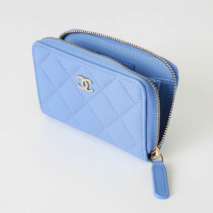 Chanel Coin Case Classic ZIP COIN Purse Light Blue
